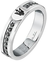 Maserati Anillo de Hombre en Acero, PVD Negro, Piedra, Colección Iconic - JM423AVD30019