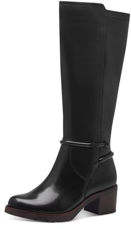 Tamaris Comfort-Botas de caña Larga Forradas para Mujer con Control elástico y Duo-Tex, Cortas al Tobillo, Negro, 38 EU