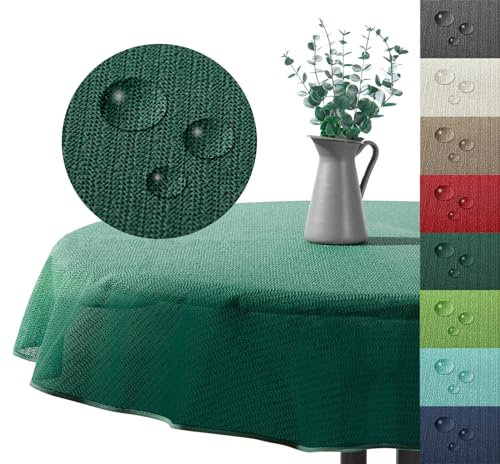 Outdoor Tischdecke Gartentischdecke wasserfest wetterbeständig rutschfest waschbar Outdoortischdecke Weichschaum Garten Balkon Camping Party Tischdeko Typ883 dunkelgrün 160x220 cm oval