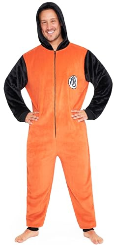 Dragon Ball Z Pijama Mono Polar con Capucha para Hombre - Regalos Homrbes (Naranja/Negro, 3XL)