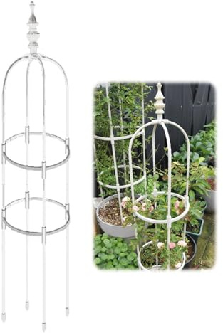 Obelisco Flores Enrejado Jardín Plantas Trepadoras Obelisco De La Torre Alta Columnas De Metal Interior Exterior Flores Vegetales Frutas Vides Soporte Decoraciones Enrejado ( Color : Blanca , Size : I