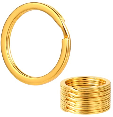 20 Stück Schlüsselringe Edelstahl, Ф25mm Schlüsselring Gold Flache Schlüsselanhänger Ring, Schlüssel Zubehör, für Home Auto Office Schlüssel Befestigung, Arts und Crafts DIY Zubehör