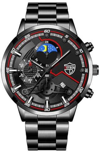 JewelryWe Mens Analog Quartz Watches: Business Waterproof Luminous Date Calendar Dial Alloy Luxury Multifunctional Wrist Watch