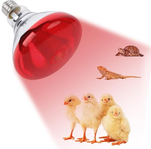REPTI HOME Lampada riscaldante rettile, terrario, 250 W, luce rossa, per polli, E27, lampada riscaldante a infrarossi, per polli, cani, maiali, mammiferi