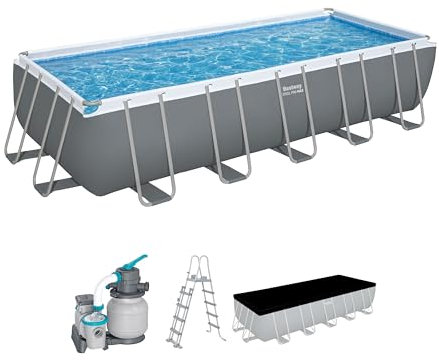 Bestway 5612B-7 Set piscina fuori terra Power Steel da 6,40 m x 2,74 m x 1,32 m, grigio