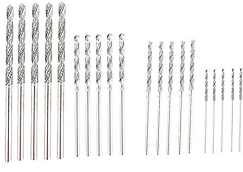 Franchity Juego de 20 brocas de diamante, 4 tamaños, 1 mm, 1,5 mm, 2 mm, 2,5 mm, punta giratoria, joyería de playa, mar, conchas de cristal, piedras preciosas lapidarias
