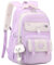 Ibalulu Schulrucksack Teenager Mädchen Schulranzen Rucksack Wasserdicht für Mädchen Jungen, Groß Schultasche mit Mehreren Fächern, Laptop Rucksack mit Charms für Die Schule, Reise Und Alltag (Lila)