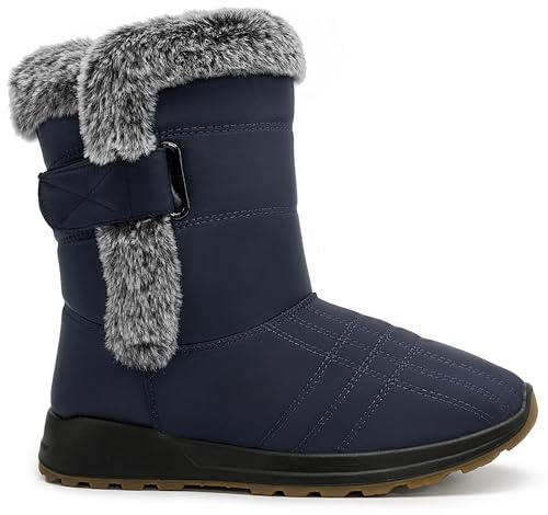 Decould sylf Winter Snow Boots for Women 2026: All-day Comfort Warm Fur Lined Mid Calf Hook Loop Waterproof Outdoor Shoes for Walking