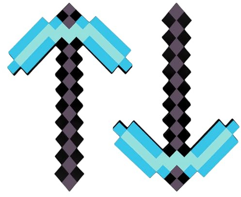 Kids Foam Pickaxe Swords - Role Play Weapon Toys Pixel Diamond Pirate Party Favors for Halloween Christmas Carnival Cosplay Birthday Props Supplies Battle Accessory