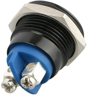 Vroxdrez Pulsante Momentaneo Impermeabile In Metallo - Interruttore A Pulsante Con Terminali, Tasto Tondo, Guscio Nero, Adatto Per Auto, Moto, Circuiti, 12V 24V