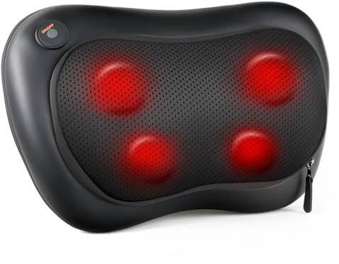 ALLJOY Back Massager with Heat, Shiatsu Back and Neck Massager, Deeper Tissue 3D Kneading Massage Pillow for Shoulder, Leg, Foot, Body Relieve Muscle Pain - Relax Gift for Her/Him/Friend/Dad/Mom
