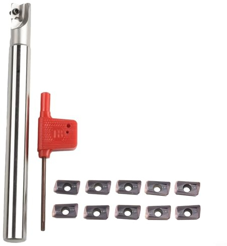 babominimer Porte-fraise indexable avec 10 inserts en carbure APMT1135PDERDP - Tige de 12 mm - Longueur : 120 mm - 90° 1F - Pour la finition et la finition - Avec clé T8