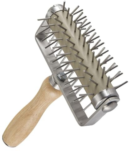 TIDTALEO Rullo per Pizza Punte in Acciaio Inox 304 e Manico in Legno di Gomma Perforatore per Pasta e Pasticceria Utensile per Impasti Pizza e Torte Accessorio Cucina