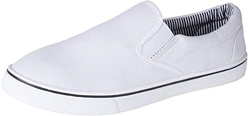 Mens Slip on Canvas Summer Shoes (12, White)