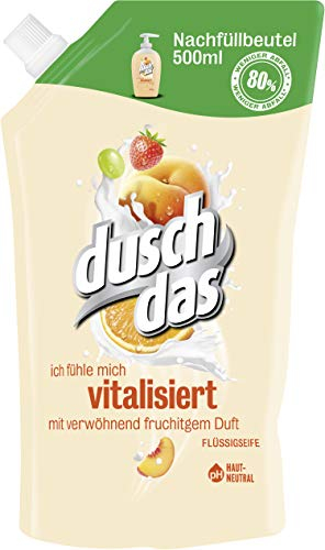 Duschdas Flüssigseife 10er Pack Vitalisiert Nachfüllpack mit fruchtigem Duft (10 x 500 ml) 5 Liter
