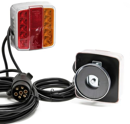 WilTec Alumbrado trasero LED magnético para remolque 7-pol 12V E11 Iluminación trasera Accesorios automóvil