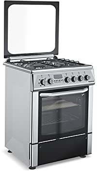 Taurus CIGE4FIXM - Cocina mixta independiente, acero inoxidable, cocción gas/horno eléct, gas butano/gas natural, 4 quemadores, horno 55L, temporizador digital, cristal doble, termostato, 60x60x88cm,