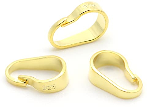 NaturSchatulle Collierschlaufen 925 Silber 18K Gold 3 Stück 7x4mm Schmuck Kettenanhänger für Anhänger DIY Anhängerschlaufen Ösen