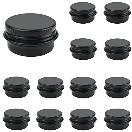 5 g/5 ml tomma runda metallburkar förseglade behållare burk burkar flaska för läppbalsam, kosmetika, ljus, salv, makeup, ögonskugga, pulver, te (svart-30 st)