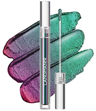 Blu pavone diventa verde Chameleon Liquid Eyeshadow Tri-color Diamond Sparkling Liquid Eyeshadow Confezione singola (PEACOCK)