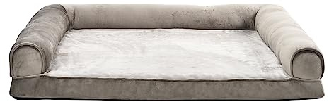 Amazon Basics XL Hundebett/Sofa in U-Form aus Schaumstoff, mit abnehmbarem, waschbarem Bezug, Taupe, 112 x 89 x 20 cm (L x W x H)