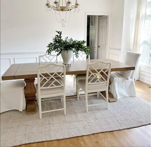 SISOSU Jute Cotton Area Rug - Handcrafted Traditional Rugs - Hand Woven Rug - Natural Rugs for Entryway Bedroom, Dining Room, Rustic Bohemian Décor - Eco-Friendly - 5’ x 8’ - Natural Beige