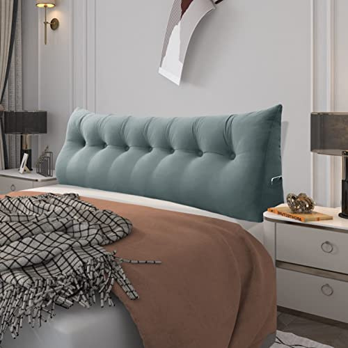 BNCKTRD Cojín grande para la espalda, cómodo cojín de lectura y respaldo en la cama, cojín largo XXL, cojín para sofá, cojín de pared, terciopelo, gris, 200 cm