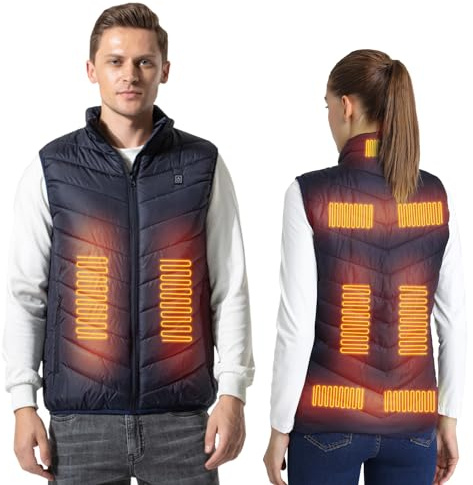 Armorget Chaleco Calefactable, Control de Temperatura de 3 Niveles con 9 Zonas de Calefacción, Carga USB, Chaqueta Térmica Lavable para Uso en Exteriores (Baterías Excluidas) 3XL Azul