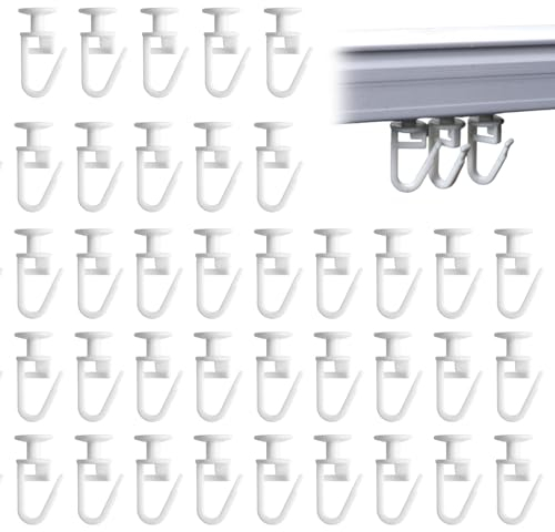 60 Piezas Ganchos de Cortina, Ganchos Deslizantes para Cortinas Ganchos para Rieles Interiores Curtain Rolls Hooks