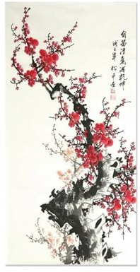 RXNHGJDS Pintura de paisaje chino,cartel de ciruelo,pintura en lienzo,impresiones artísticas de pared,imagen para decoración del hogar,60x120cm(24x47in) sin marco