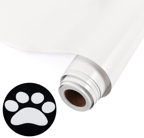 NANAPLUMS Plotterfolie Textil, Neuer 3D-Puff-Vinyl-30,5 x 100 cm Puff HTV Vinylrolle für T-Shirts, 3D-Puff-Hitzetransfer-Vinyl, Einfach zu schneiden, zu entgittern und zu übertragen, Weiß
