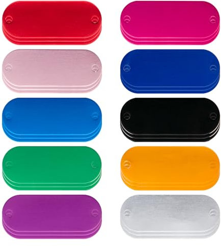 Bofanze 30 Stück Aluminiumgravur Rohlinge, 51x19mm, Aluminium Stanzen Rohlinge Gravur mit 2 Löchern, Rechteckige aluminium Blanko Dog Tags, Bunte Aluminium Haustiermarke für Haustier Halskette,DIY