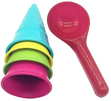 UPKOCH Kids Beach Toys 5pcs Plastic Ice Cream Cones Scoop Cones Beach Toy Kids Sand Mold Set Seaside Play Sand Toys for Outdoor Beach Toys Set(Random Color)