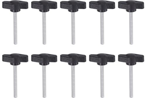 QUARKZMAN 10Pcs Vis de Serrage Étoile Vis à Oreilles M4 x 40 mm Filetage Mâle Standard Boutons en Plastique T/Z Poignées Réglables Noir