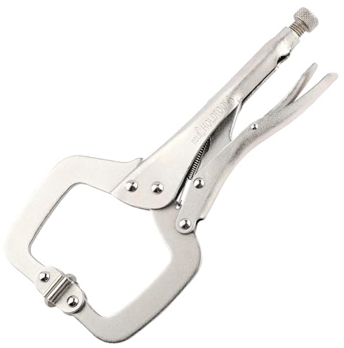 URASISTO 11-Inch C-Clamp Locking Pliers, Heavy Duty Welding C Clamp Pliers with Swivel Pads, Premium Alloy Steel Construction, Quick Release, Fit for Clamping Welding, Woodworking