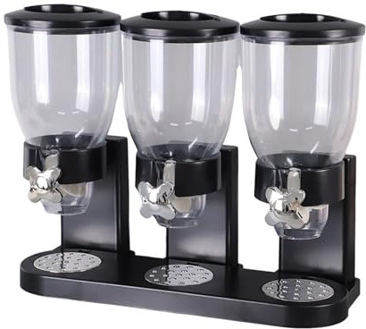 pofluany Reisspender, Nussspender, transparenter Trockenfutterspender, Vorratsglas, Bpa, großes Fassungsvermögen, leicht zu reinigen, wiederverwendbarer Müslibehälter, Süßigkeitenspender Schwarz