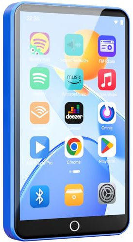 Fanvace 80GB MP3 Players with Bluetooth WiFi, Android MP3 & MP4 Players with 4 Touchscreen and Speaker, 2000mAh Spotify MP3 Music Player with Spotify Kids, Audible, Amazon Music, Play Store (Blue)