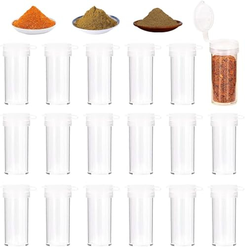 ZYEKIU 17 stycken saltströare små, salt och pepparströare bärbar, 6 g mini saltströare för resor, saltströare med lock transparent, för familjemåltider, picknick, camping, grillkvällar