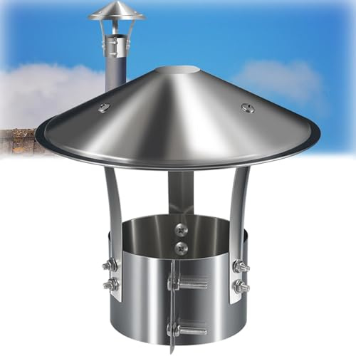 Chapeau Cheminée Rond, Chapeau de Cheminée en Acier Inoxydable, Capuchon de Pluie, Couvercle de Cheminée Ventilation Extérieur, pour Tuyaux de Poêle, Hotte de Cheminée Réglables(125mm/4.92in)