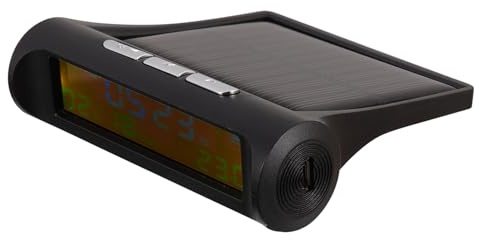 Garneck Horloge Solaire Voiture Multifonction avec Thermomètre Digital Calendrier Annuel Intégré Grand Écran Étanche pour Conduite Sécurisée