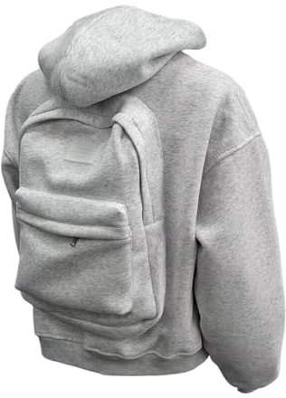Generisch Sweat à capuche avec sac à dos, tenues légères et confortables | Sweat à capuche avec poche surdimensionnée | Pour campus Voyage quotidien Style de vie Travail Randonnée Extérieur Mode, gris