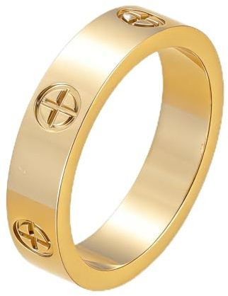 Yoowish Love Friendship Gold Rings for Women:Wedding Band 18k Gold Ring Cubic Zirconia Stainless Steel Promise Ring Jewelry Birthday Gifts