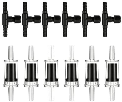 Backventil för akvarium, 12 st Engångsluftpumpsbackventiler Luftbackventil Akvarietillbehör för 3/16 tum Standard ID Flyglinjeslangar (6 backventiler + 6 styrventiler)