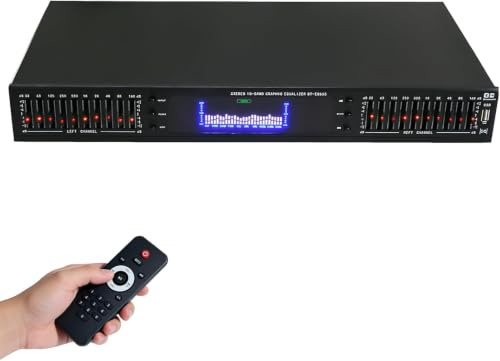 Hifi-ljudequalizer - Professionell Digital Grafisk Equalizer Med Led-spektrumdisplay, Inkluderar Fjärrkontroll Och Dynamisk Rytmtuner För Studio- Och Hemljud Black