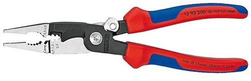 Knipex Alicate para instalaciones eléctricas negro atramentado, con fundas multicomponentes 200 mm (cartulina autoservicio/blíster) 13 92 200 SB