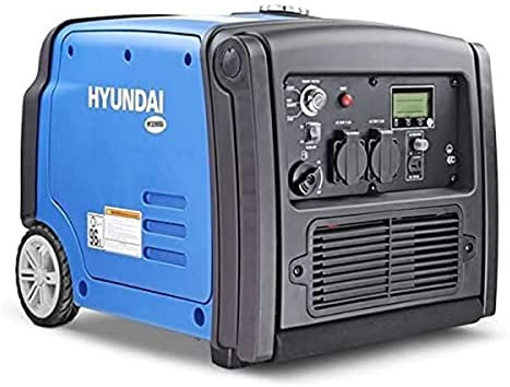 Hyundai 3200W / 3.2kW Portable Petrol Inverter Generator – Electric Start & Remote Keyfob, Wheel Kit, Quiet Closed-Case Design with Pure Sine Wave Output for Camping, Caravans & Home Backup Power