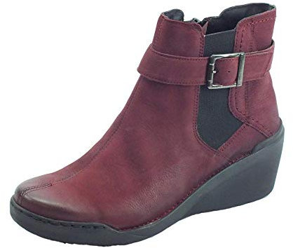 Tronchetti Easy'nRose in Pelle ingrassata Rosso Borgogna con Lampo ed Elastico (Taglia 35)