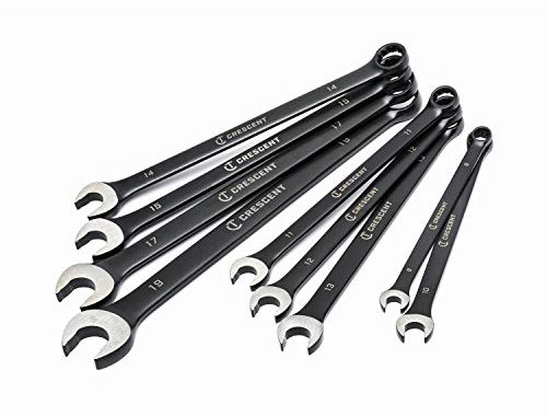 Crescent CCWS9BM X10 - Juego de llaves combinadas de patrón largo, métricas, 9 piezas, color negro