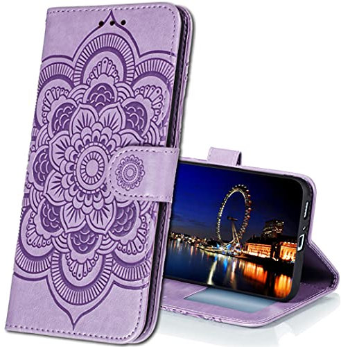 MRSTER Cuir Premium Coque pour Huawei P Smart Z, [Stand Support] [Porte-Cartes de Crédit] [Fermeture Magnétique] Portefeuille Étui Housse pour Huawei P Smart Z. LD Mandala Purple