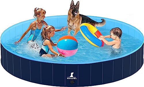 Wimypet 100% PVC Piscine pour Chien Pliable Piscine Baignoire Bassin de Baignade, Piscine Grand pour Chien/Chat Animal,Antidérapant,économiser l'eau,Intérieur Extérieur( 160 × 30 cm)